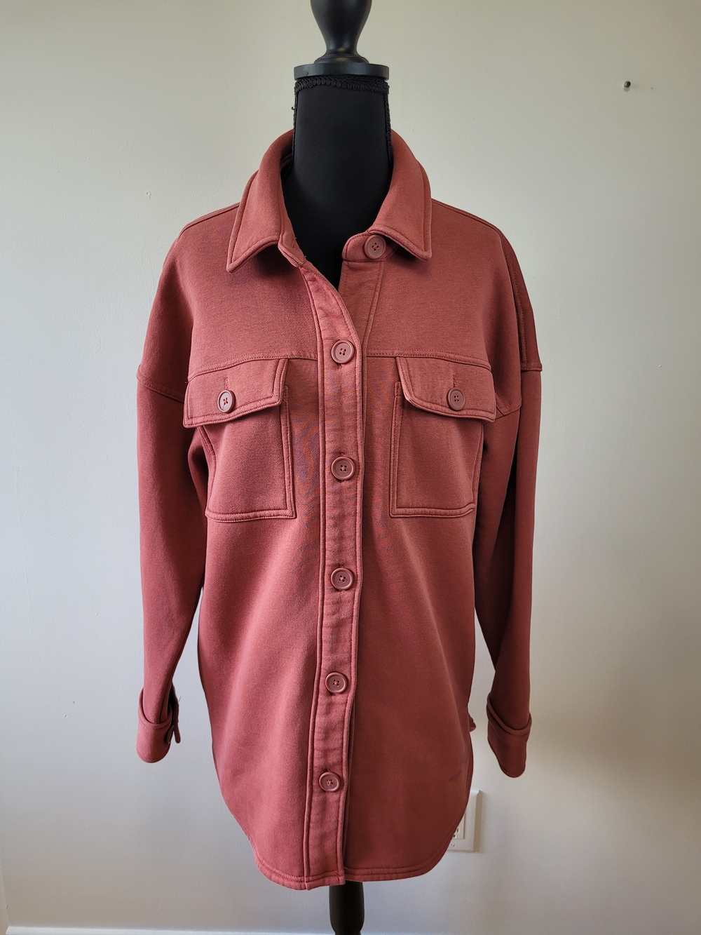 🍂 LAZYPANTS Oversized Fleece Button Down Shacket Jacket Burnt Orange S